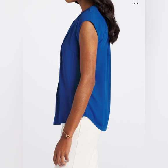 Daniel Rainn Estefany Cobalt Blue Split Neck Blouse NWT - Picture 2 of 9